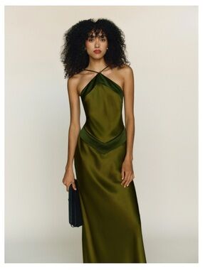 Reformation Jillian Silk Dress Green - Size 0